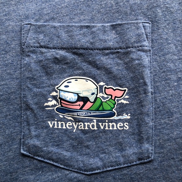 Vineyard Vines Big Whale EDSFTG Skii Blue Long Sleeves Logo Shirt Men’s Size M - Picture 6 of 16